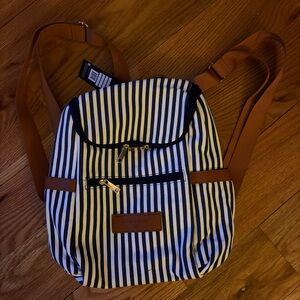 Kathy Ireland Navy and White Striped Backpack
